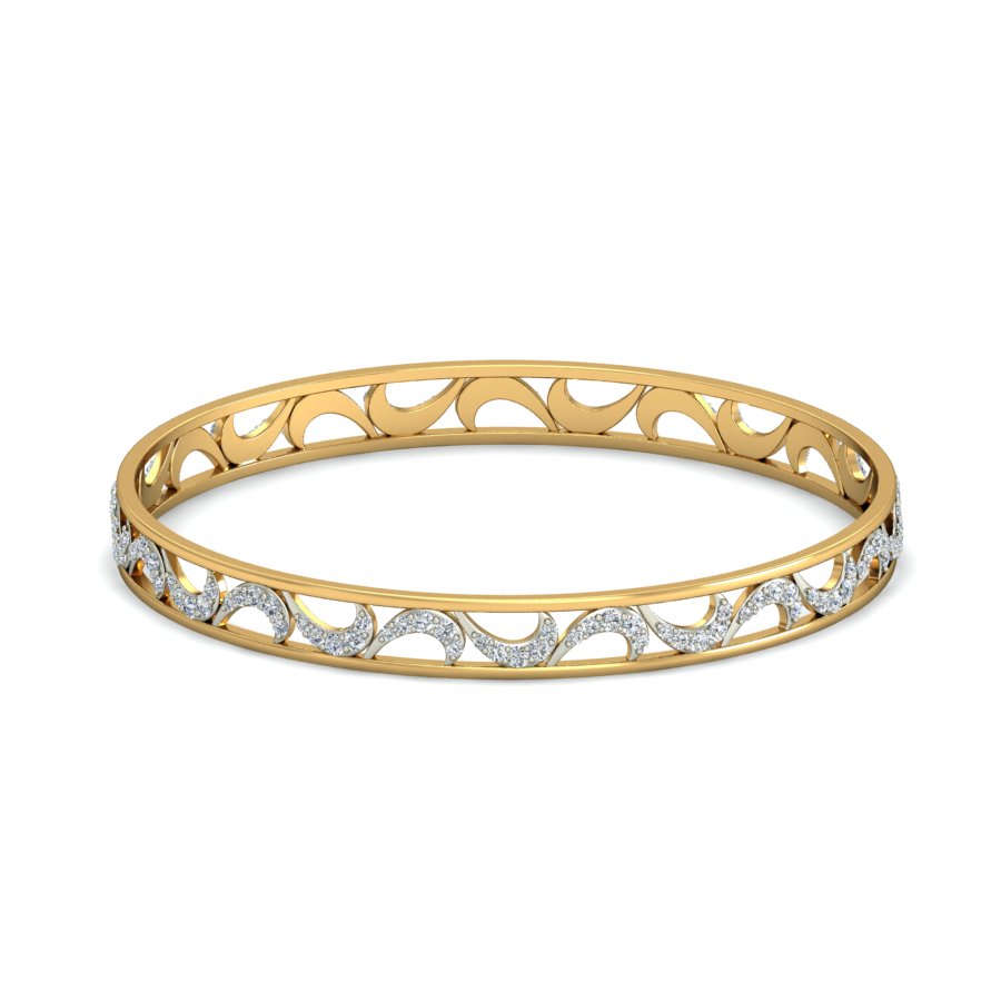 1.35Ct Natural Diamond Bangle in Yellow Gold | SolitaireKart